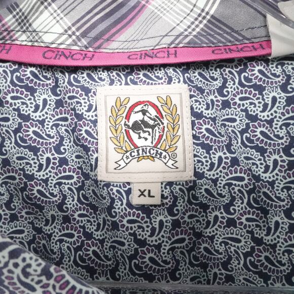 Cinch Shirt Mens XL Blue Paisley Western Rodeo Cowboy Button Down Long Sleeve - Picture 3 of 11